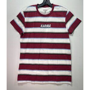 Samegang - Men's Short Sleeve Striped T-Shirt - Red/White - Medium
